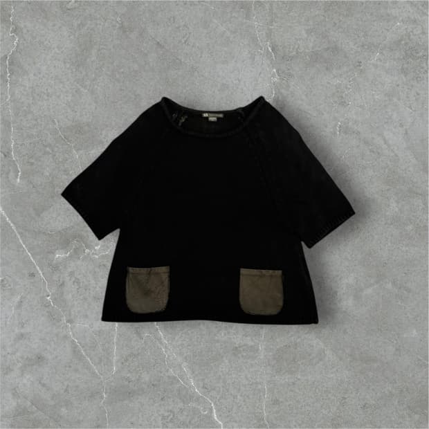 아르마니 익스체인지 레더포켓 반팔 니트