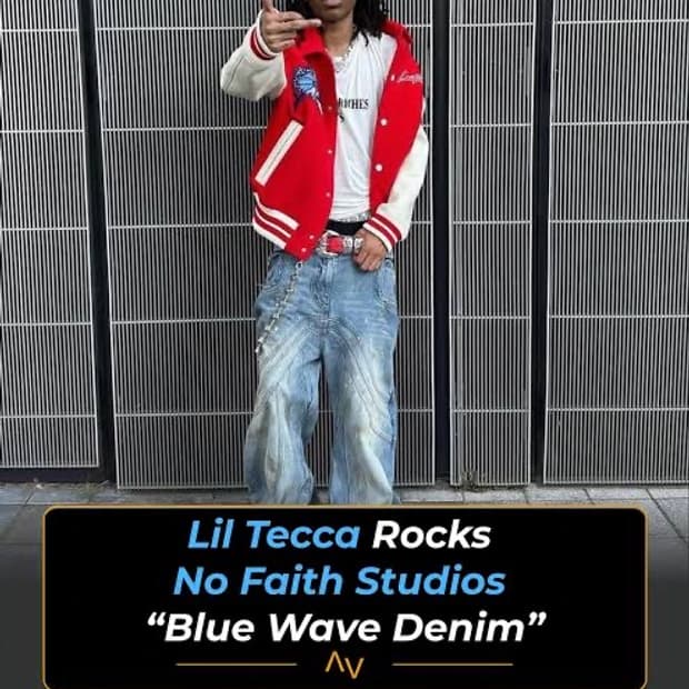 (릴테카 착용) 노페이스 스튜디오 웨이브 빈티지 데님 m