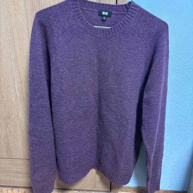 유니클로 램스울크루넥스웨터 퍼플 M