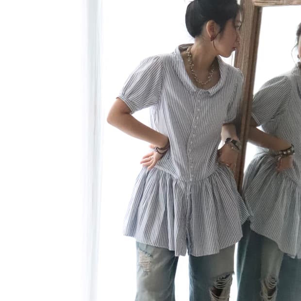 [Kapital] Blue Stripe Tunic Blouse