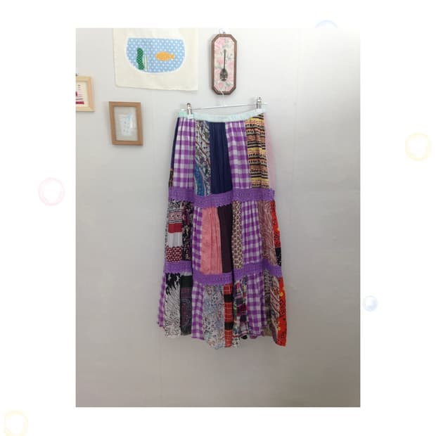 패치 크로셰 롱 스커트