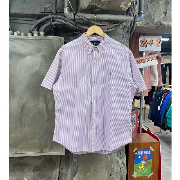 폴로 랄프로렌 스트라이프 반팔 셔츠 퍼플 XL #csz3396 