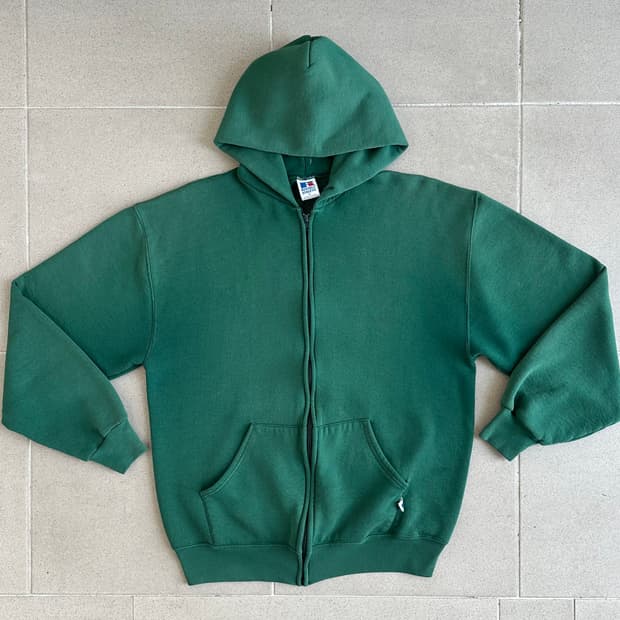 90s 빈티지 러셀 후드집업 그린 L USA