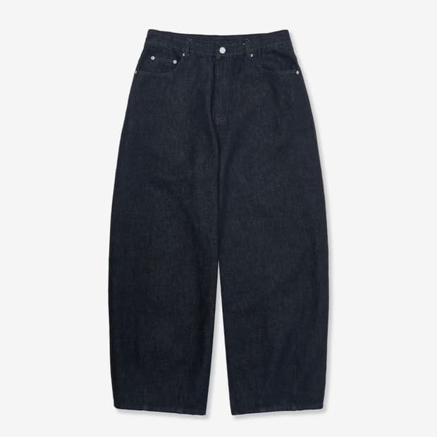 와이드 벌룬 핏 데님 논 페이드 인디고 흑청