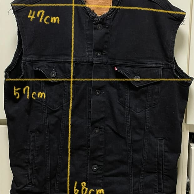 리바이스 블랙 데님 조끼 M