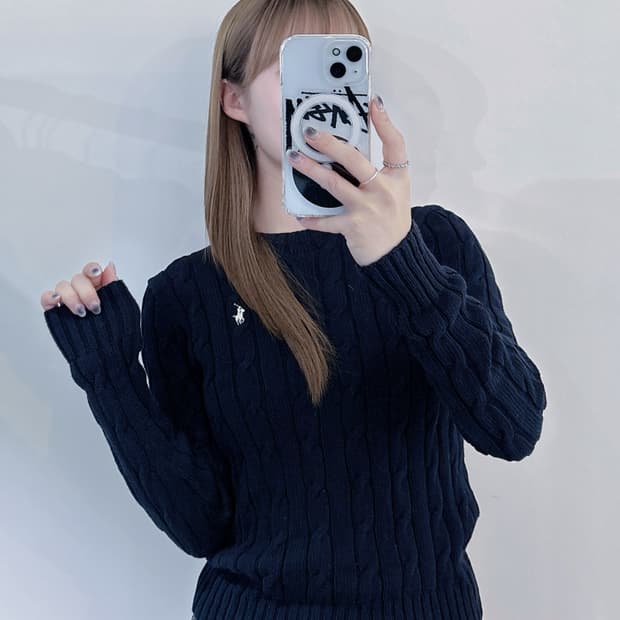 폴로랄프로렌 화이트포니 qr 케이블 니트