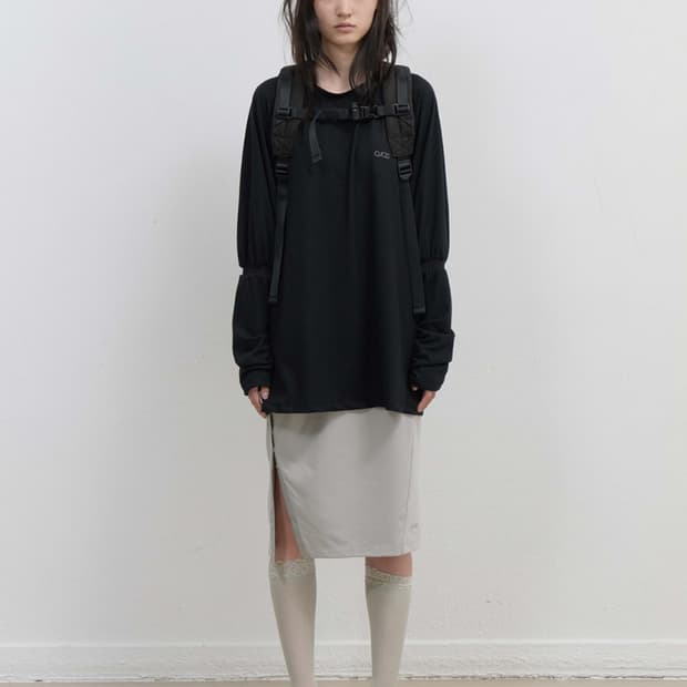 OJOS Button Slit Midi Skirt Mint Grey