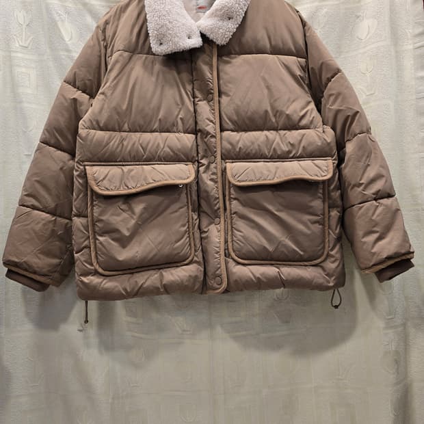 스파오 브라운 양털 카라 패딩 L(100)