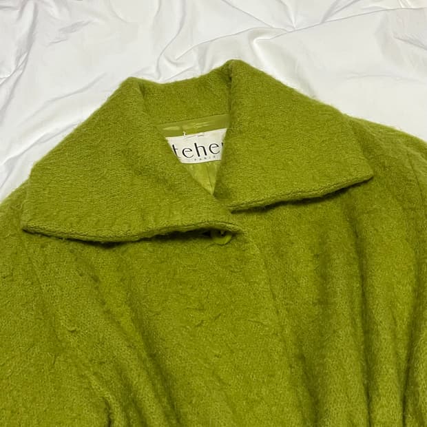 빈티지 ) 올리브그린 모헤어 로브 코트