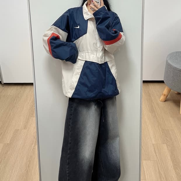나이키 90s 올드스쿨 반집업 아노락 바람막이 자켓
