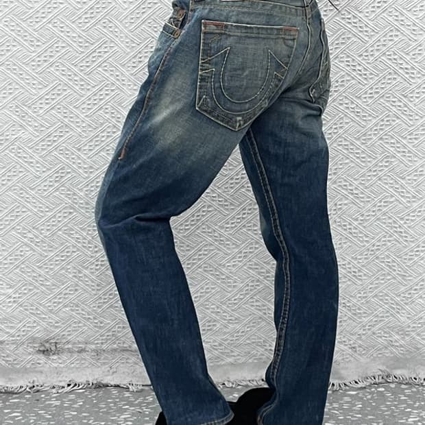 트루릴리전 BOBBY 빅티 레트로 빈티지 데님팬츠 34인치 C10767