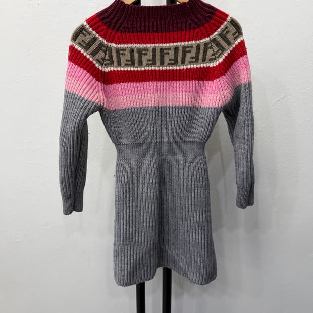 정품) 펜디 키즈 FF 로고 니트 원피스 120