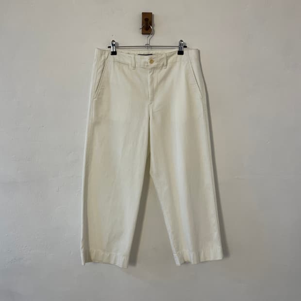 폴로 화이트 코튼 팬츠 