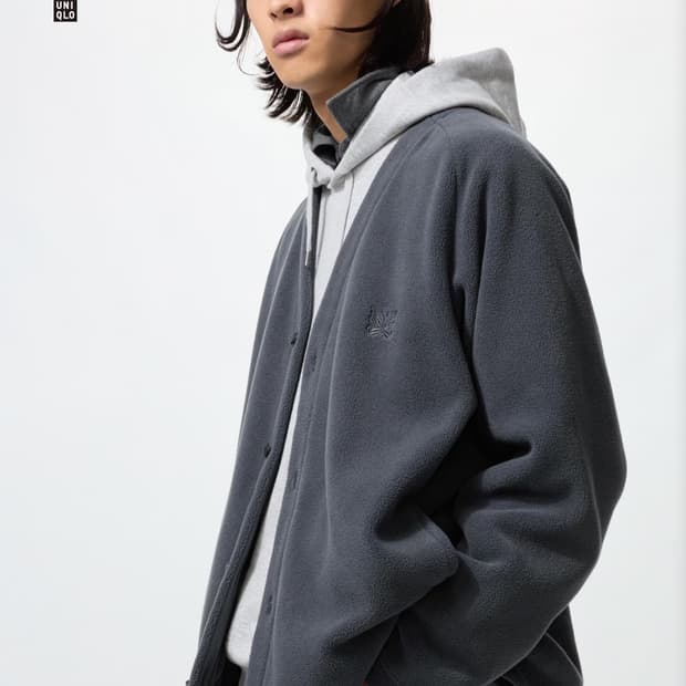 유니클로 니들스 플리스 후리스 가디건 그레이 M