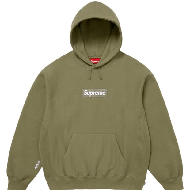 [XL] 슈프림 박스로고 후드 스웨트셔츠 라이트 올리브 - 25FW