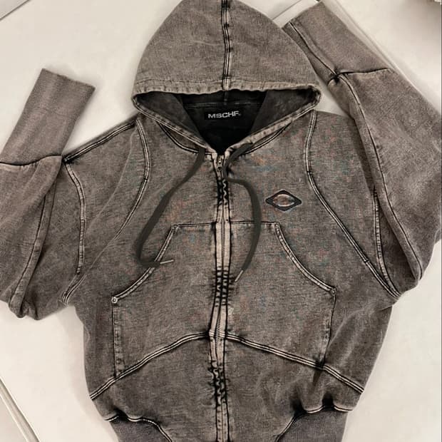 미스치프 후드 집업 워싱 차콜 (크림 34만원)