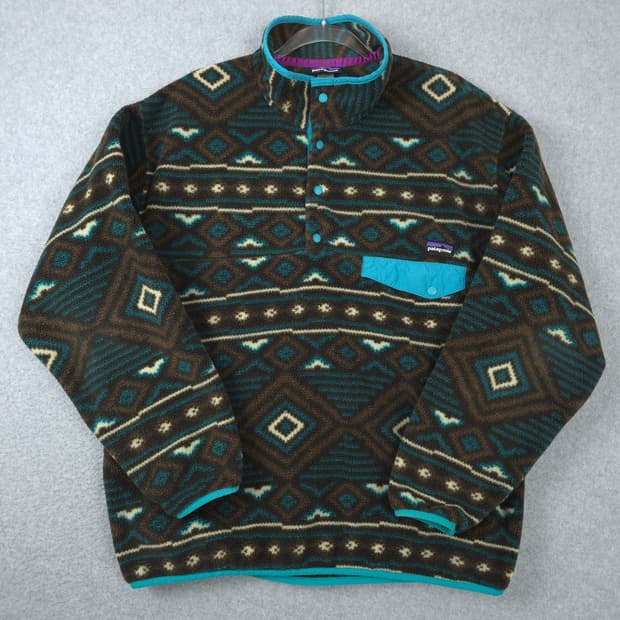 12FW 파타고니아 신칠라 스냅-T 플리스 브라운 그린 네이티브 패턴