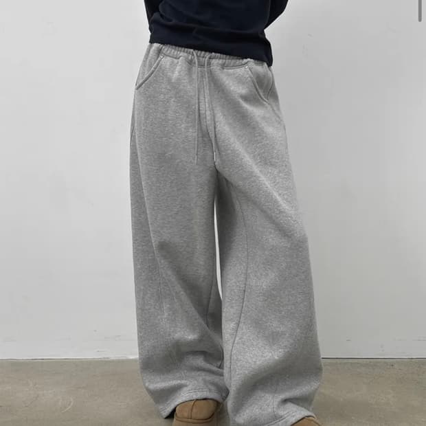 (반택포) 블랙업 델티 기모 와이드팬츠