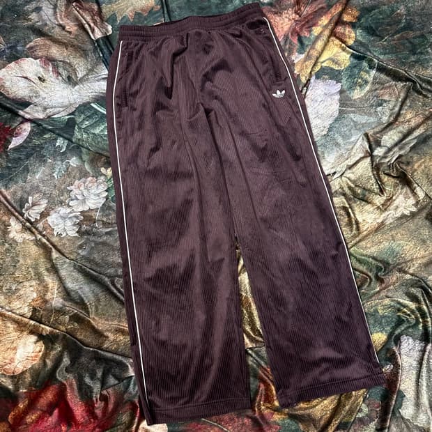 아디다스 화이트 사이드라인 브라운코듀로이트랙팬츠 XL