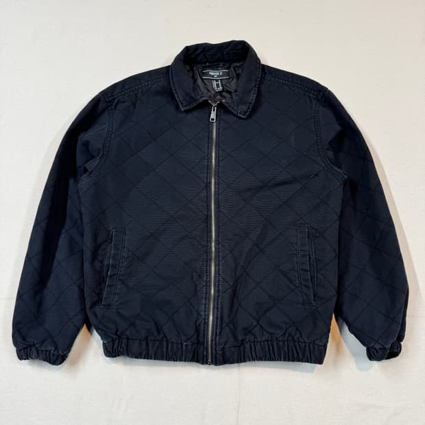 M) FOREVER 21 블랙 다이아몬드 퀼팅 블루종 자켓
