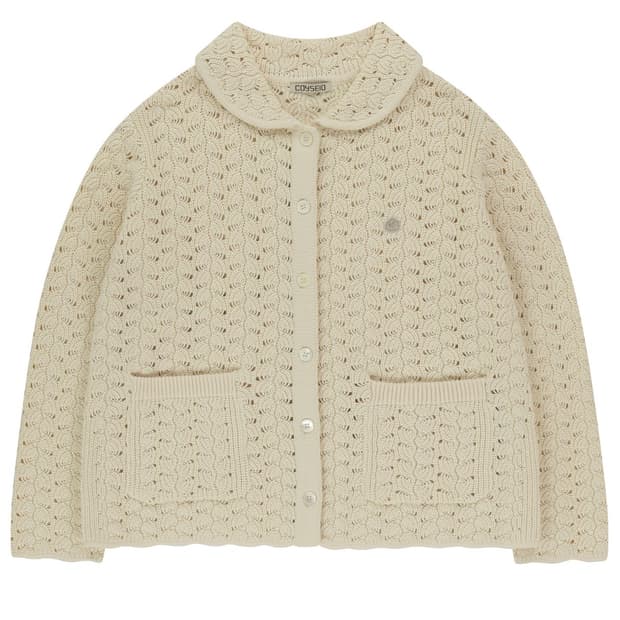 코이세이오 웨이브 니트 가디건 아이보리