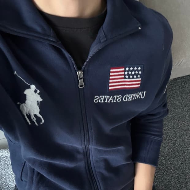 폴로 랄프로렌  성조기 빅포니 집업 네이비 m