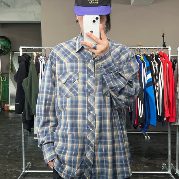 랭글러 웨스턴 체크 셔츠 