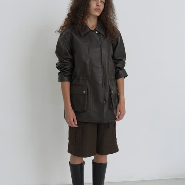 버뮬라 PATCH OVERFIT LEATHER JACKET (BROWN)