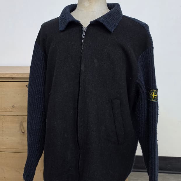 95AW 스톤 아일랜드 그린 엣지 울 집업 재킷