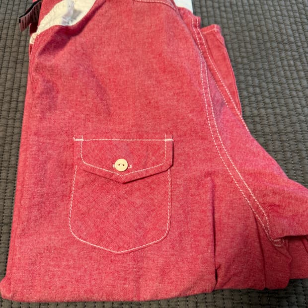 첨스 Chums 헨리넥 레드포켓셔츠 아웃도어 아메카지L