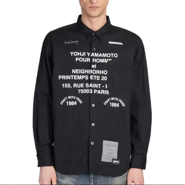 네이버후드 x 요지야마모토 뿌르옴므 프린트셔츠 롱슬리브