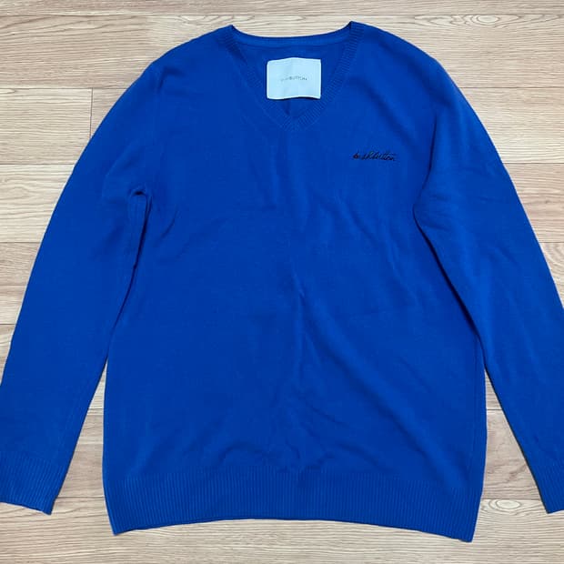 푸시버튼 울캐시 니트 블루