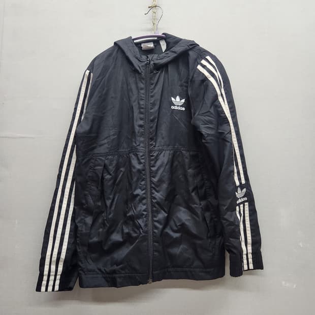 아디다스 삼선 락업 후드 바람막이 자켓 M