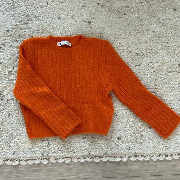 자라 크롭 7부 소매 니트 탑