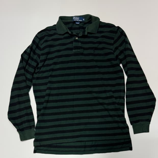 폴로 랄프로렌 스트라이프 블랙 포니 긴팔 카라티