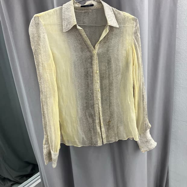 뱀피 프린팅 시어 블라우스 셔츠