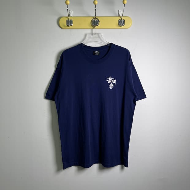 stussy 스투시 그래피티 크라운 네이비 반팔 티셔츠 M