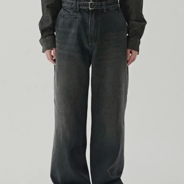 노운 벨티드 데님 팬츠 차콜(흑청) 1사이즈