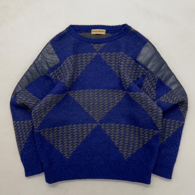 70's 이세이미야케 아카이브 레더 패치 스웨터