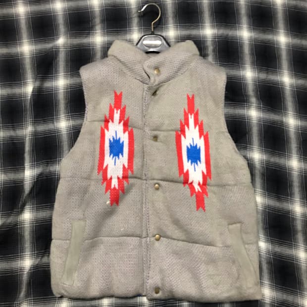 재팬  90s 인디언 치마요 패턴 패딩 vest 