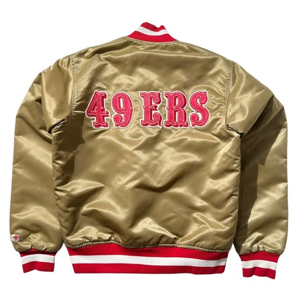 스타터 90‘s NFL 샌프란시스코 49ers 사틴 바시티 스타디움 자켓