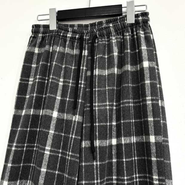 [새상품] 겉기모 체크 와이드 밴딩팬츠