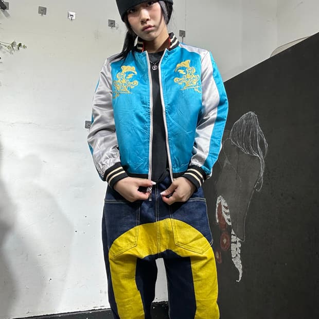 빈티지 Comiclnnd 크롭 자수 스카잔 M