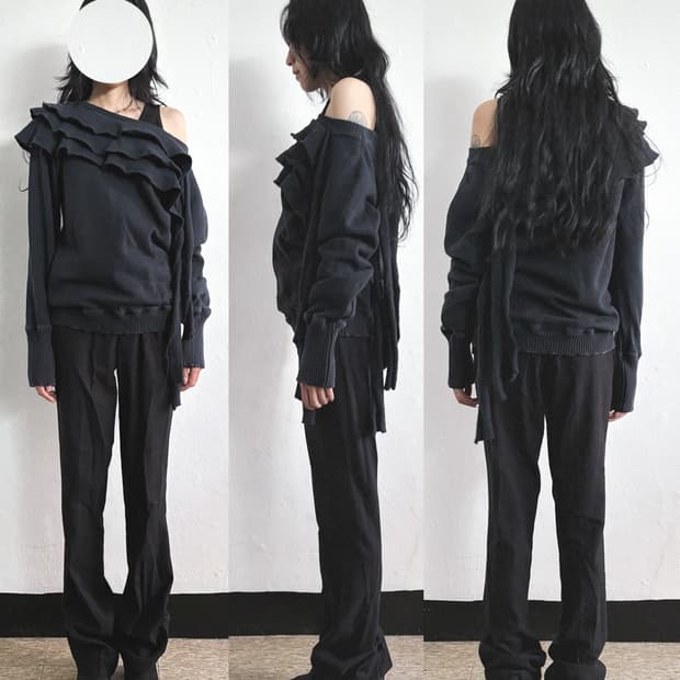 스텔라맥카트니 러플 오프숄더 스웨트셔츠