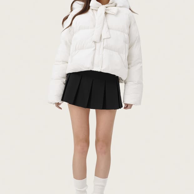 클리시어 퍼 패딩 Snowy ribbon puff jacket
