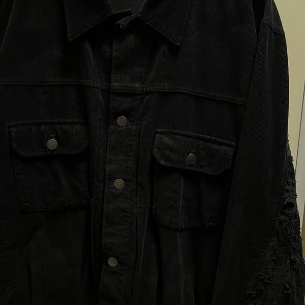 [3] 폴리테루 하프 보로 트러커 자켓 블랙