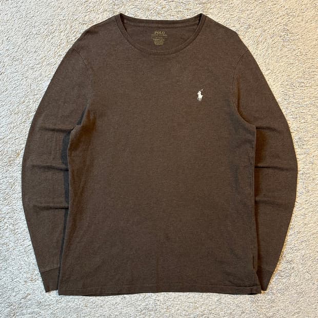 폴로 랄프로렌 커스텀 슬림핏 화이트포니 롱슬리브 긴팔 브라운