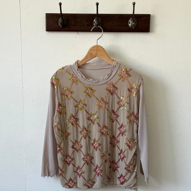 CROCHER 스파클 시스루 탑