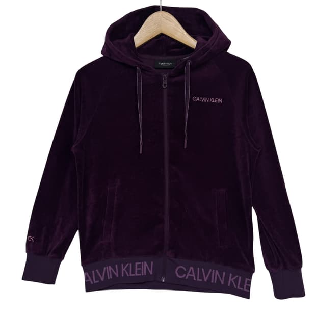 켈빈클라인 로고 벨벳 후드집업