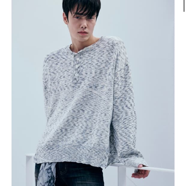 프라게 니트 _에시메틱 헨리넥 니트 - 믹스